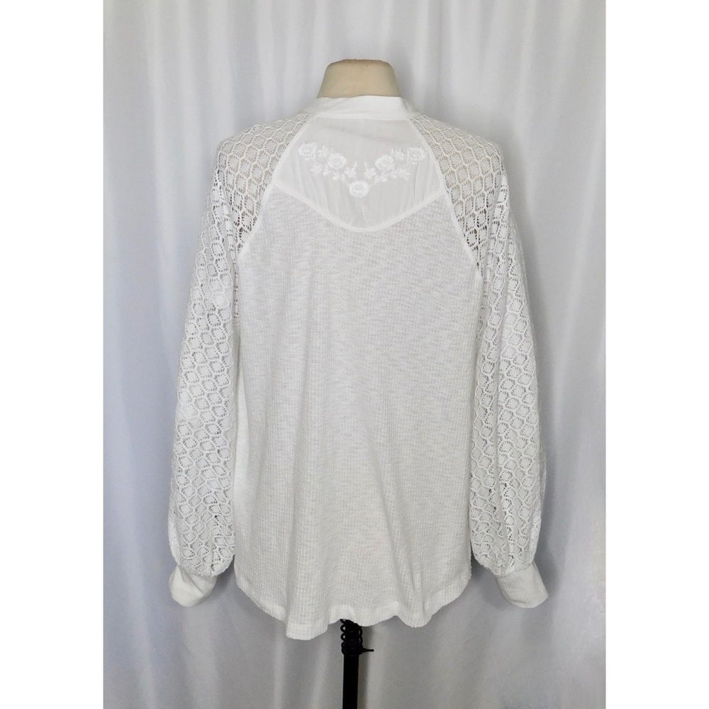 Free People White Lace Sleeve Top - Picture 9 of 15